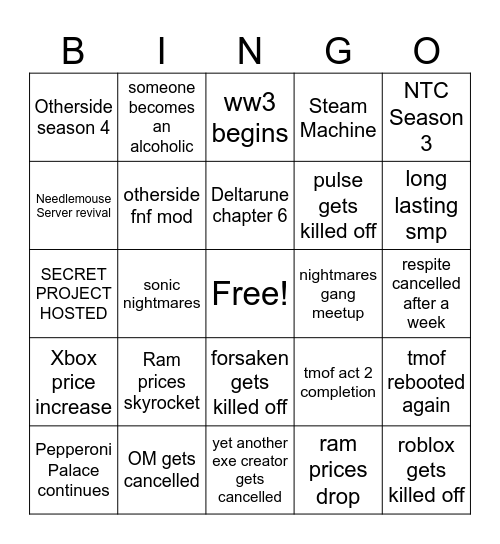 2026 bingo Card