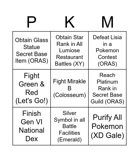 Pokemon 2026 Bingo Card