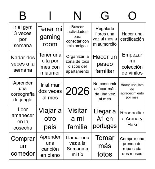 2026 Bingo Card