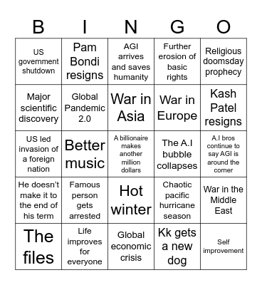 2026 Calamity Bingo Card
