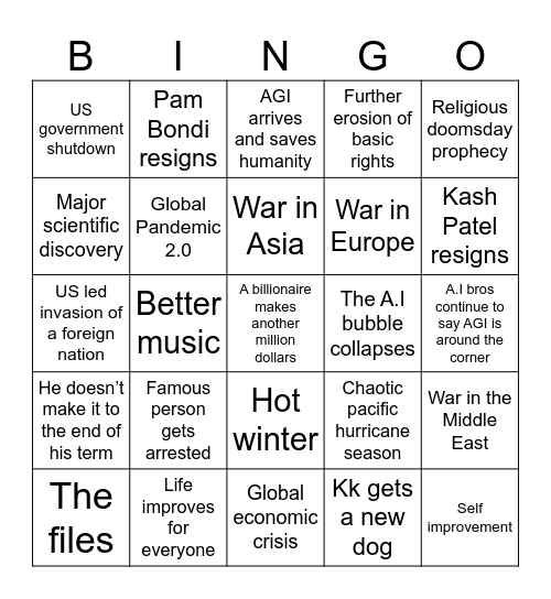2026 Calamity Bingo Card