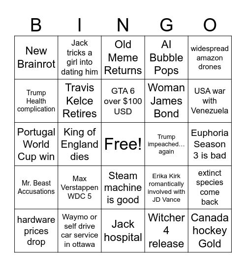 2026 Bingo Card