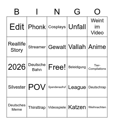 TikTok Bingo Card