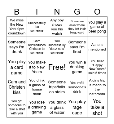 NYE Bingo! Bingo Card