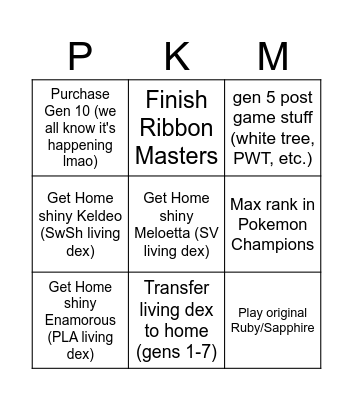 Pokemon 2026 Bingo Card