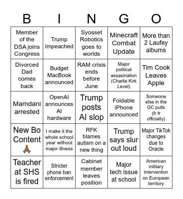 NAM Bingo 2026 Bingo Card