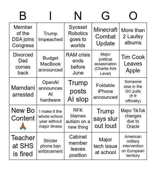 NAM Bingo 2026 Bingo Card