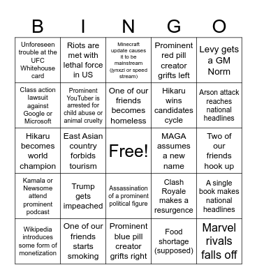 2026 Bingo Card