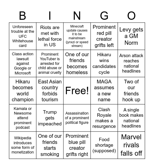 2026 Bingo Card