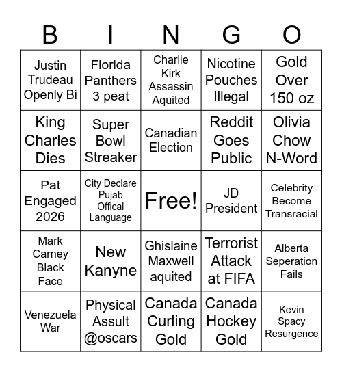 2026 Bingo Card