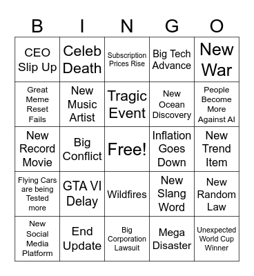 2026 Bingo Card