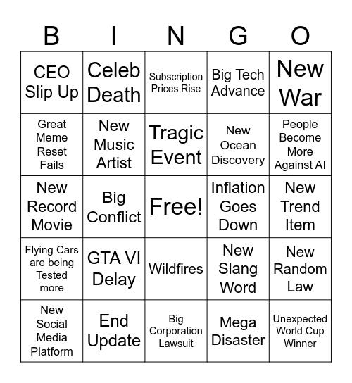 2026 Bingo Card