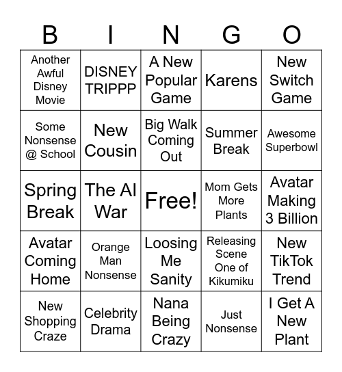 2026 BINGO CARD Bingo Card