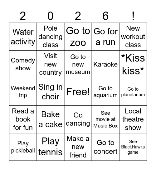 2026! Bingo! Bingo Card