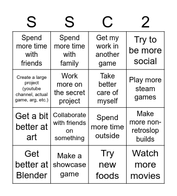 2026 New Years Bingo Resolutions Bingo Card