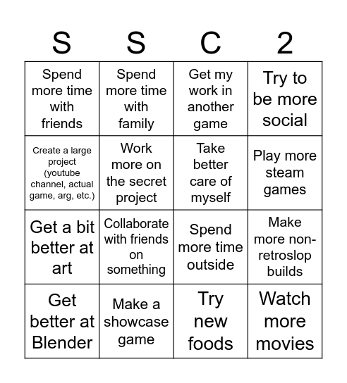 2026 New Years Bingo Resolutions Bingo Card