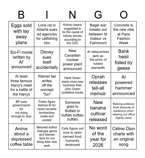 Luke 2026 Bingo Card