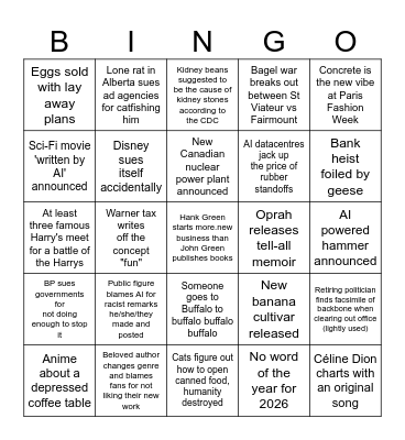 Luke 2026 Bingo Card