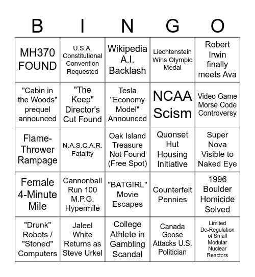 2026 GO BIG BINGO Card