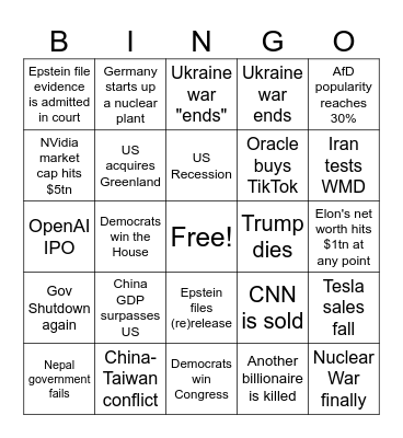 2026 Bingo Card