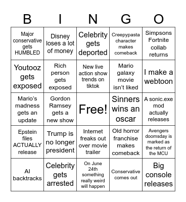 2026 predictions bingo Card