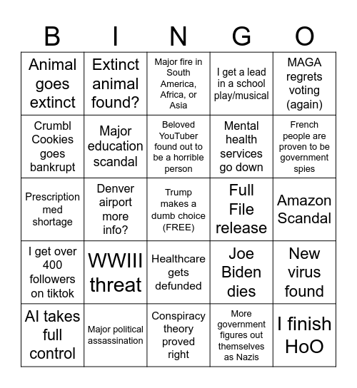 2026 Bingo Card
