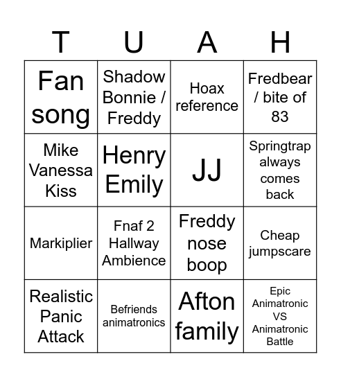 Fnaf 2 Bingo Card