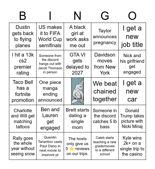 Josh’s 2026 Bingo Card