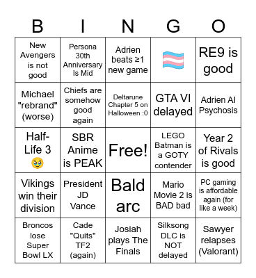 2026 Bingo Card