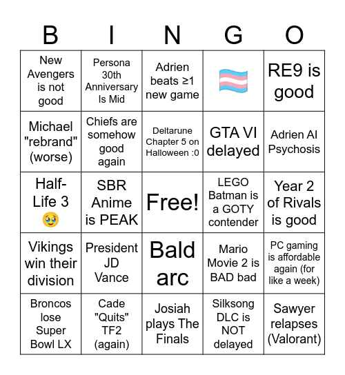 2026 Bingo Card