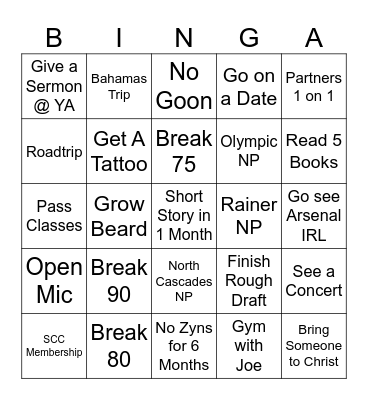 2026 TeeGee Bingo Card