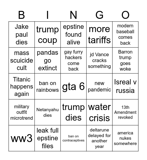 2026 Bingo Card