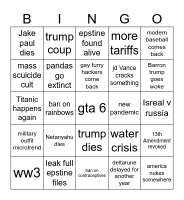 2026 Bingo Card