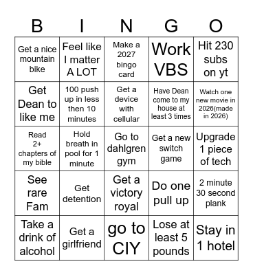 Jacob Edwards 2026 bingo card Bingo Card