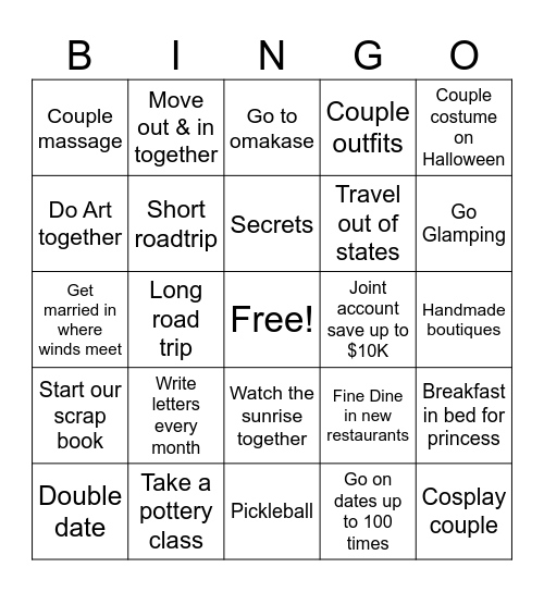 Cyn & Kim’s bingo Card