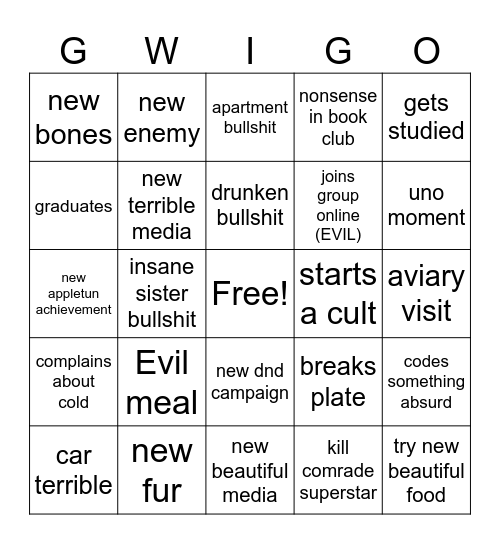 gingo Bingo Card