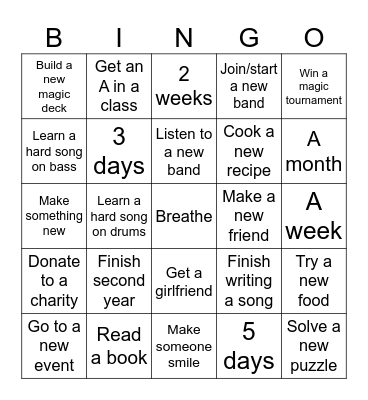 Ben's 2026 Bingo Card