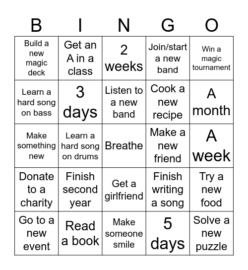 Ben's 2026 Bingo Card