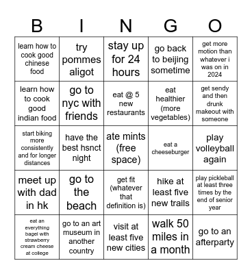 sophia guo Bingo Card