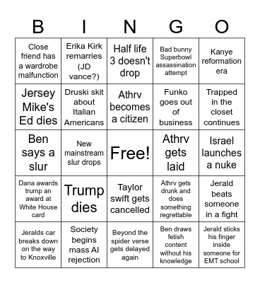 2026 Bingo Card