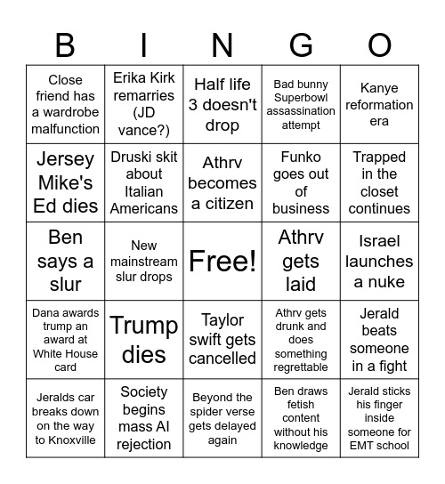 2026 Bingo Card