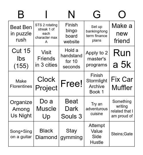 Blake 2026 Bingo Card