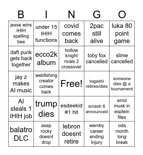 2026 BINGO Card