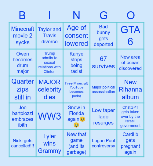 2026 bingo Card