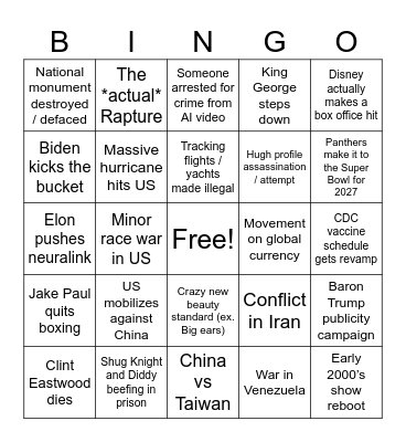 2026 Bingo Card