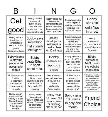 2026 Goals BingoBobby Bingo Card