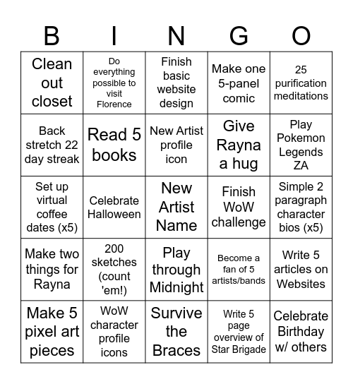 2026 Bingo Card