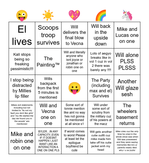 Vol 3 Wi$h Li$t Bingo Card