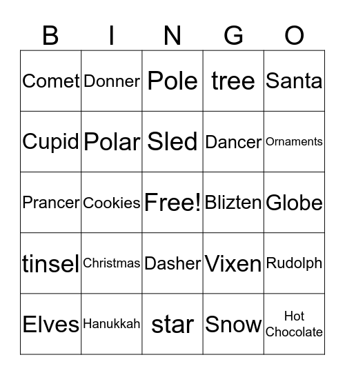 Holiday Bingo Card