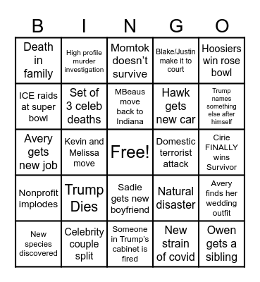 2026 Bingo Card